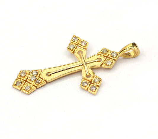 Cross 14k Solid Gold Diamond Pendants.