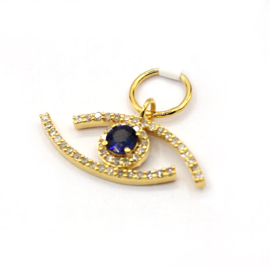 Evil Eye 14k Solid Gold Diamond Pendants.