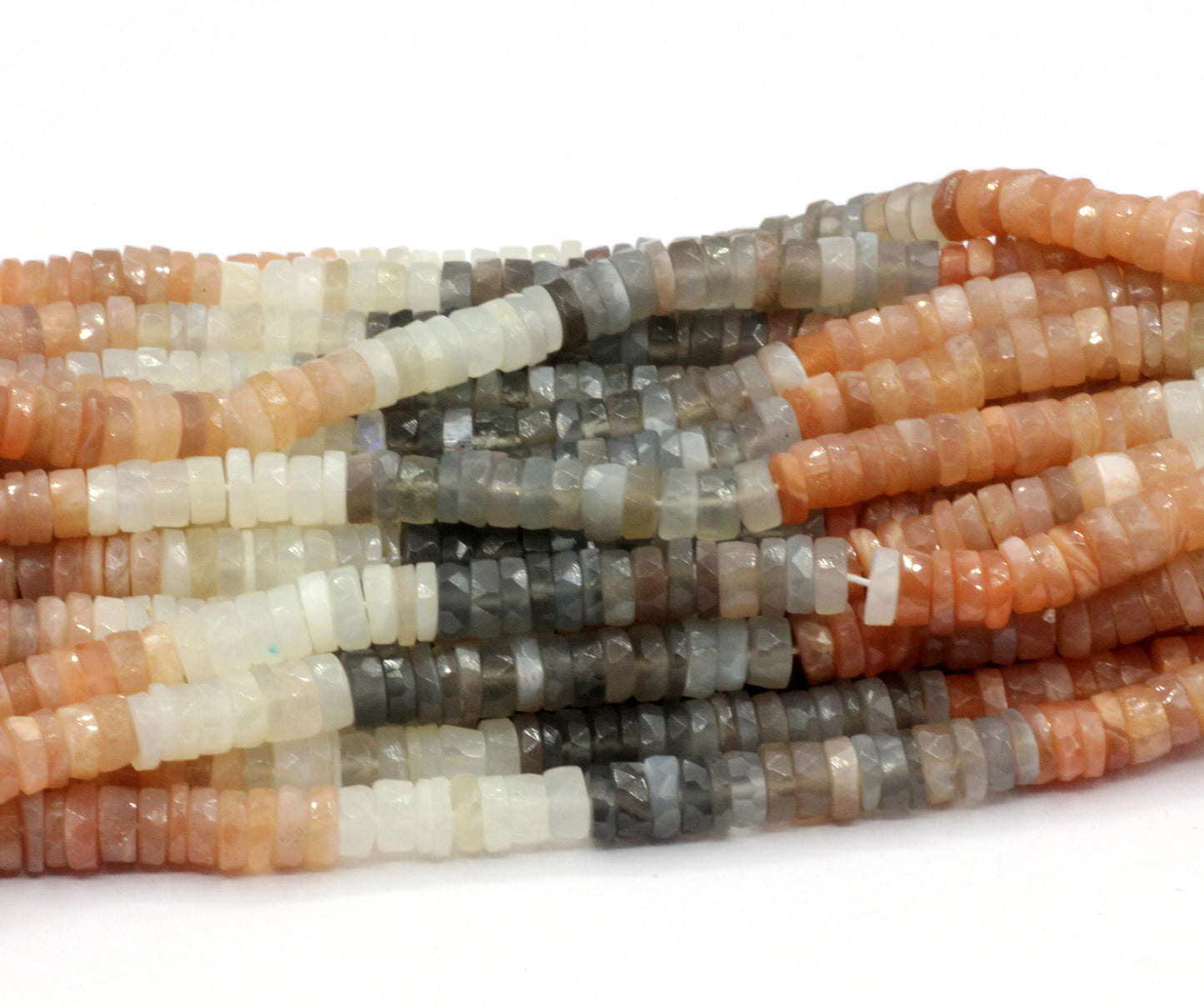 Multi Moonstone Faceted Heshi, Faceted Donut, Faceted Tyre