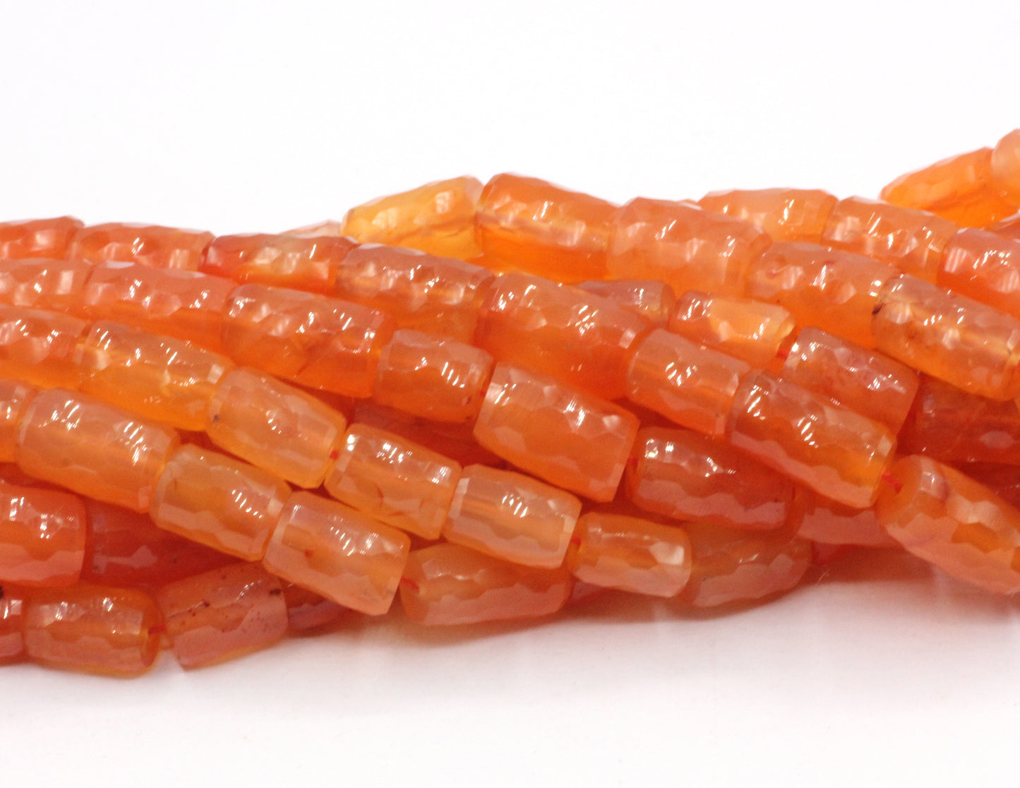 Carnelian Faceted Tube Beads.
