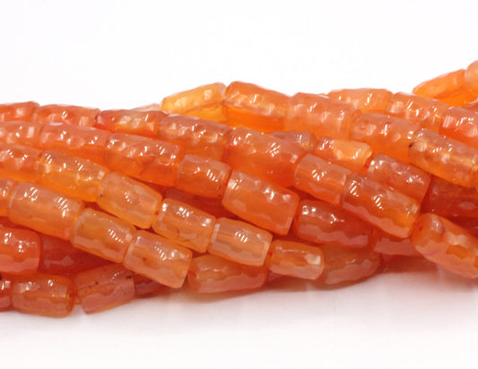 Carnelian Faceted Tube Beads.