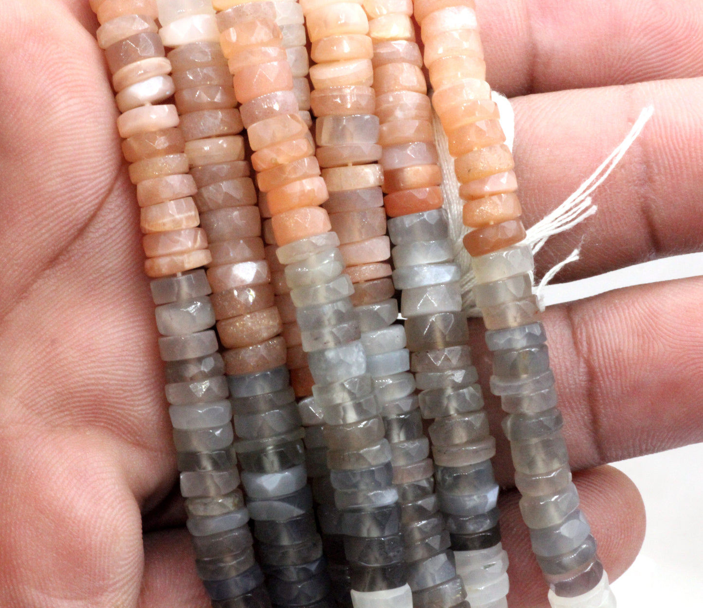 Multi Moonstone Faceted Heshi, Faceted Donut, Faceted Tyre