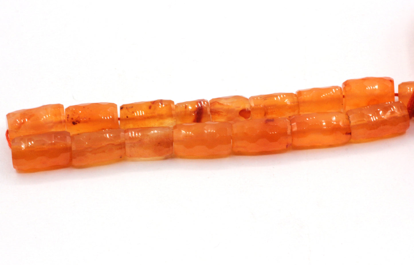 Carnelian Faceted Tube Beads.