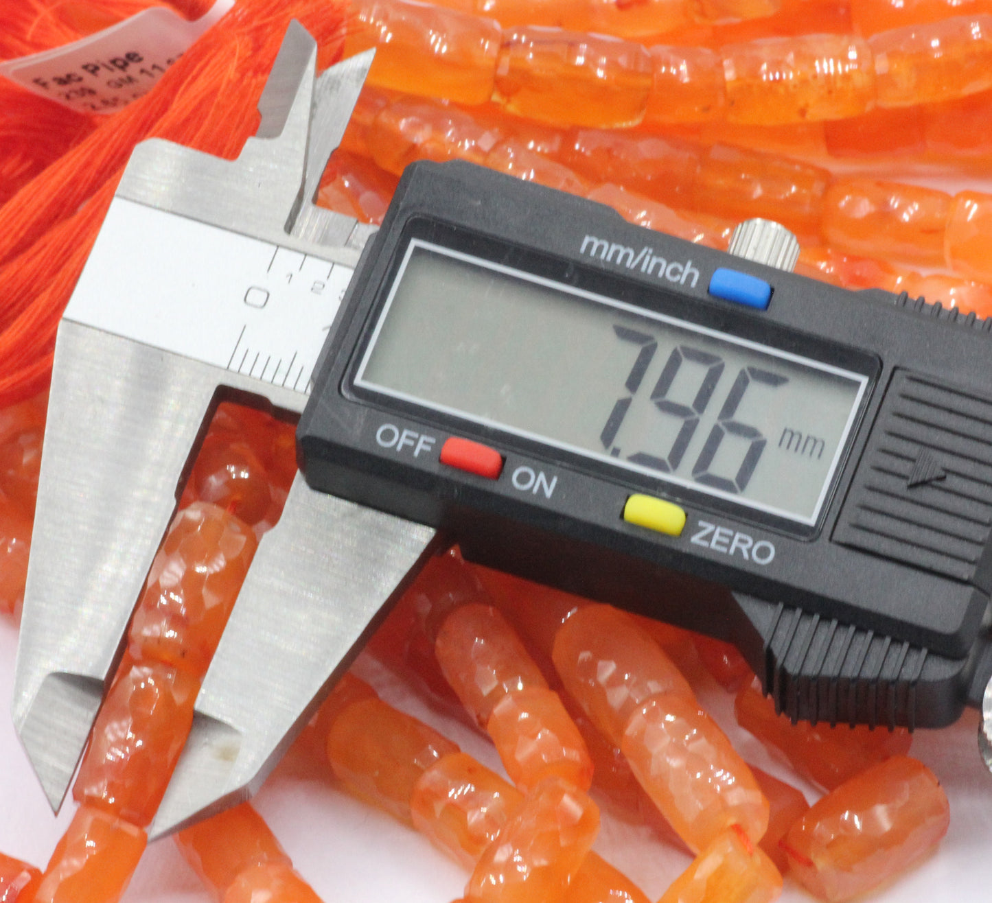 Carnelian Faceted Tube Beads.