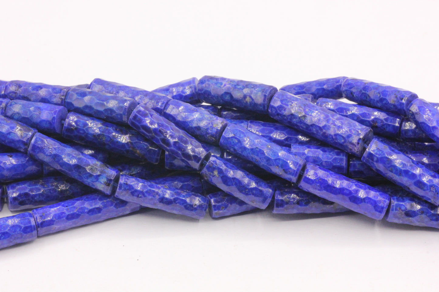 Lapis lazuli Faceted Tube Beads.