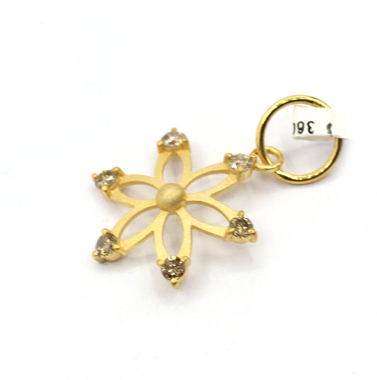 Flower 14k Solid Gold Diamond Pendants.
