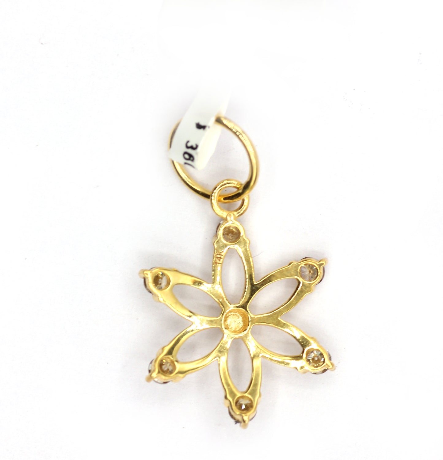 Flower 14k Solid Gold Diamond Pendants.