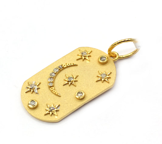 Dog Tag 14k Solid Gold Diamond Pendants.