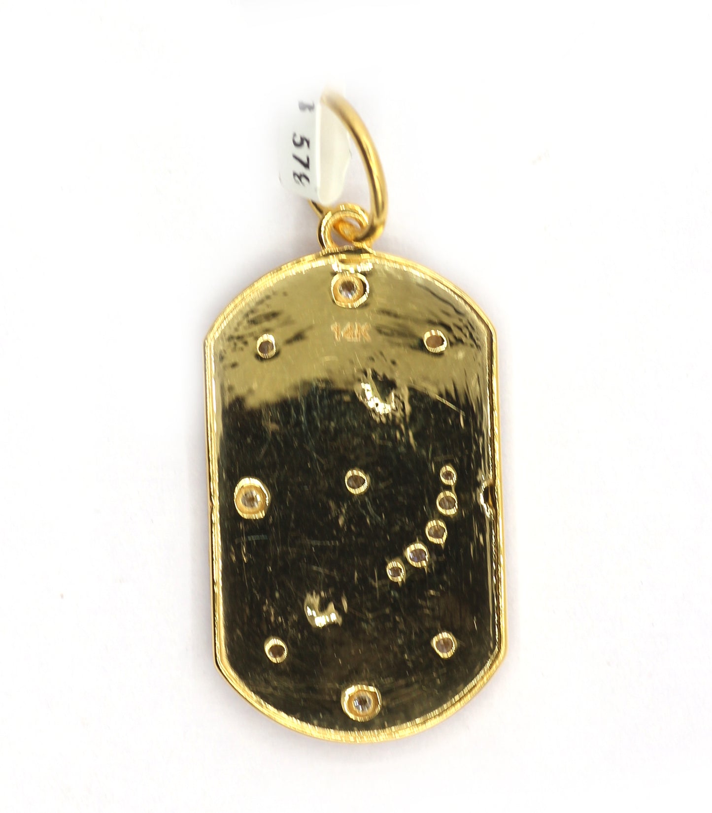 Dog Tag 14k Solid Gold Diamond Pendants.