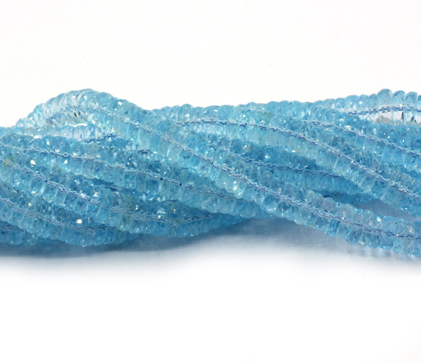Blue Topaz Faceted Heshi, Faceted Donut, Faceted Tyre
