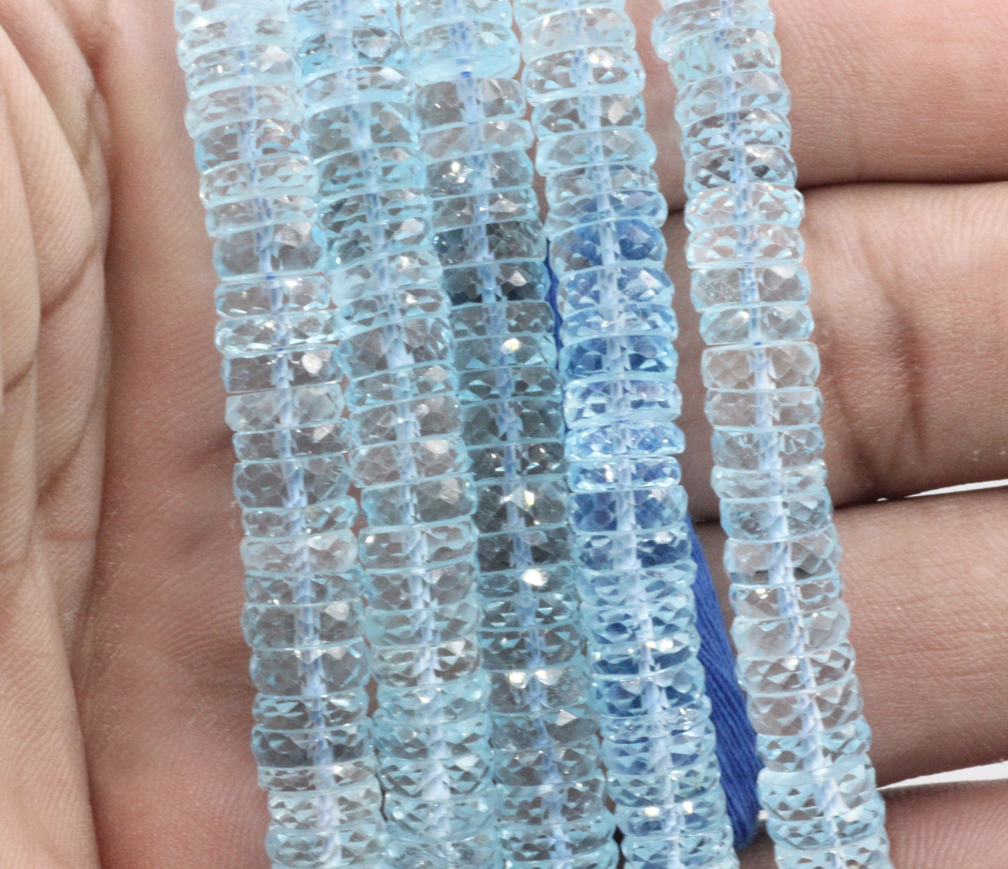 Blue Topaz Faceted Heshi, Faceted Donut, Faceted Tyre
