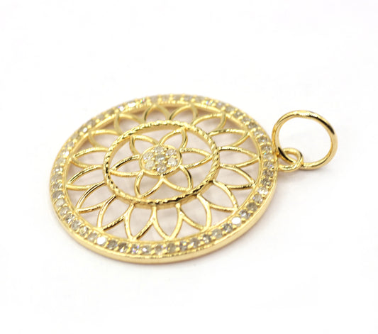 Round 14k Solid Gold Diamond Pendants.