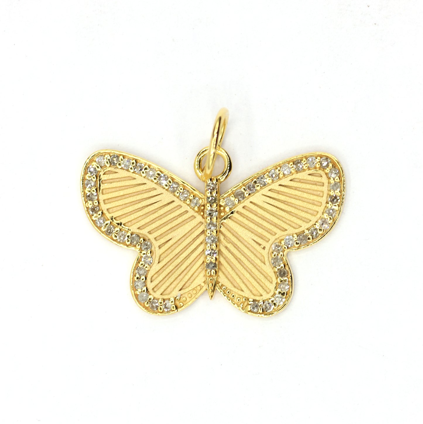 Butterfly 14k Solid Gold Diamond Pendants.