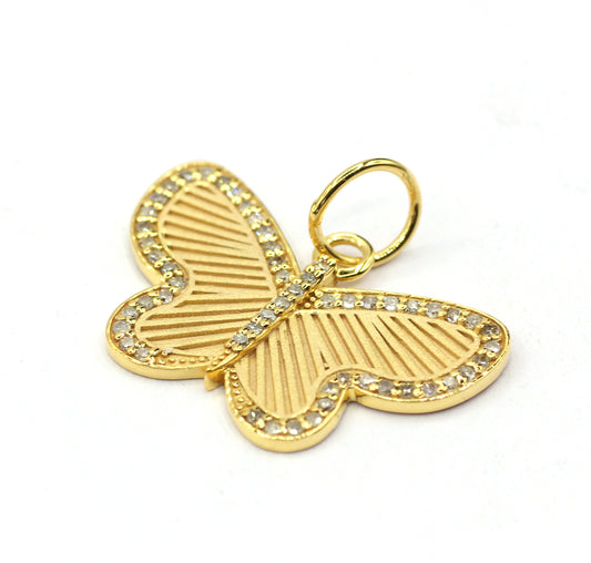 Butterfly 14k Solid Gold Diamond Pendants.