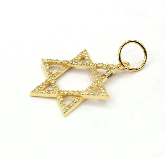 Star 14k Solid Gold Diamond Pendants.