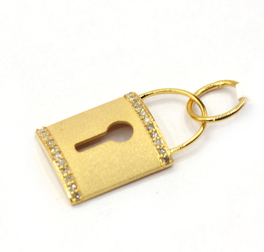 Lock 14k Solid Gold Diamond Pendants