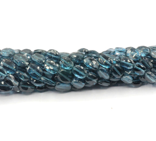 Topaz, London Blue Topaz Faceted Oval Bead