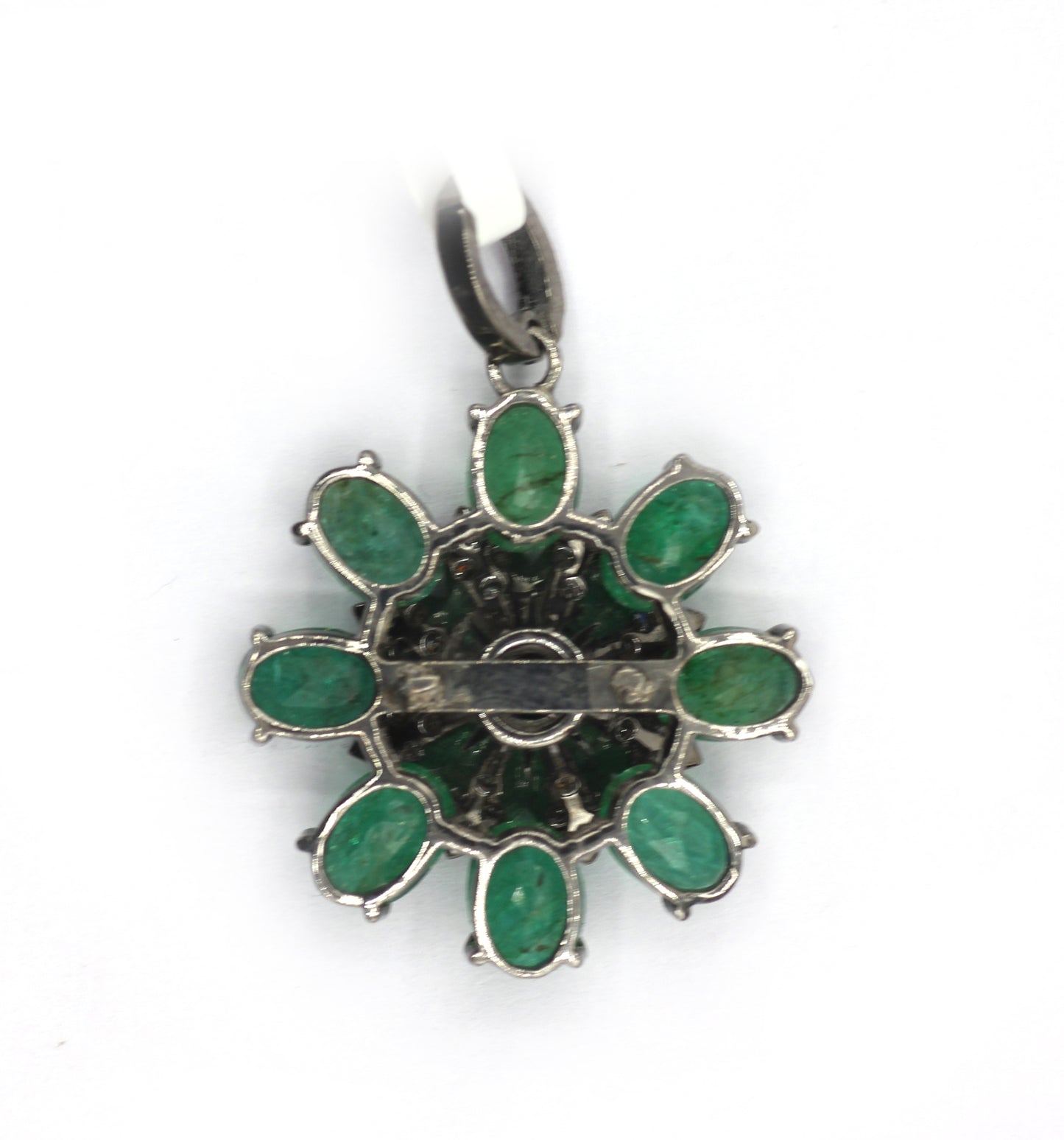 Flower Silver Pave Diamond Pendant