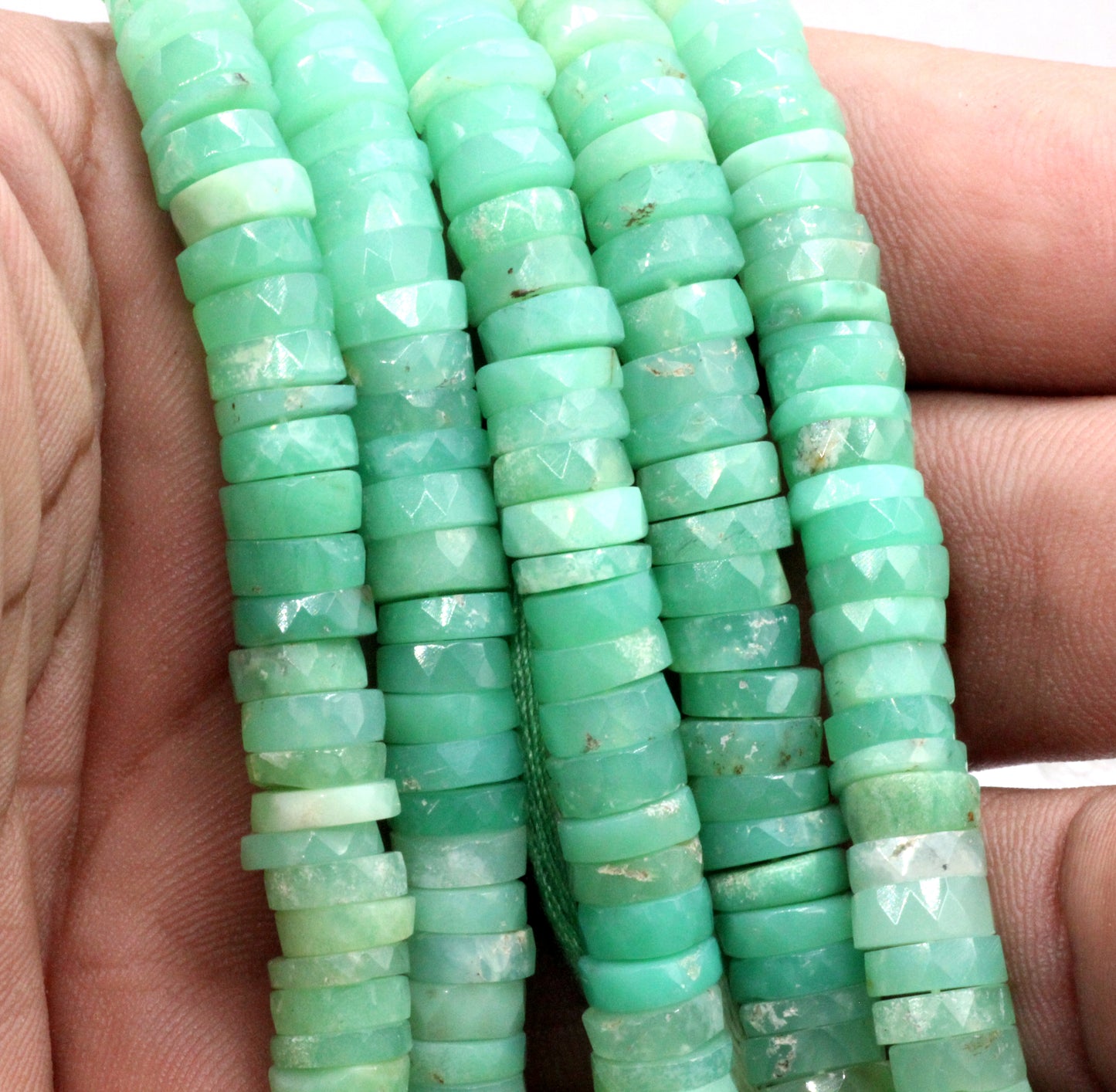 Chrysoprase Faceted Heshi, Faceted Donut, Faceted Tyre