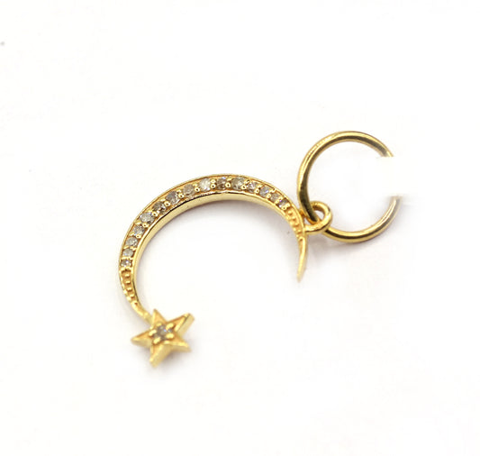 Moon 14k Solid Gold Diamond Pendants.