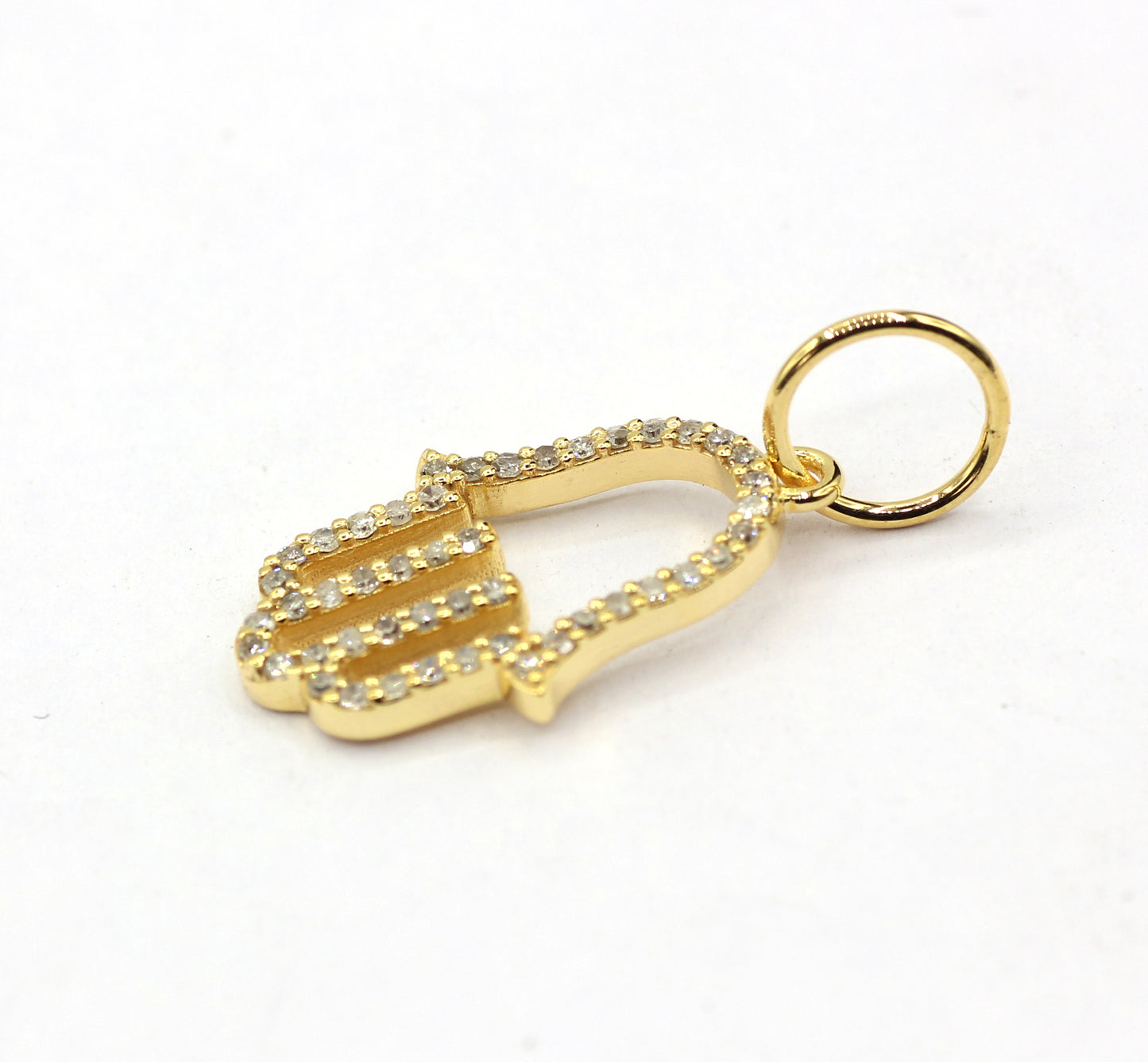 Hamsa Hand 14k Solid Gold Diamond Pendants.