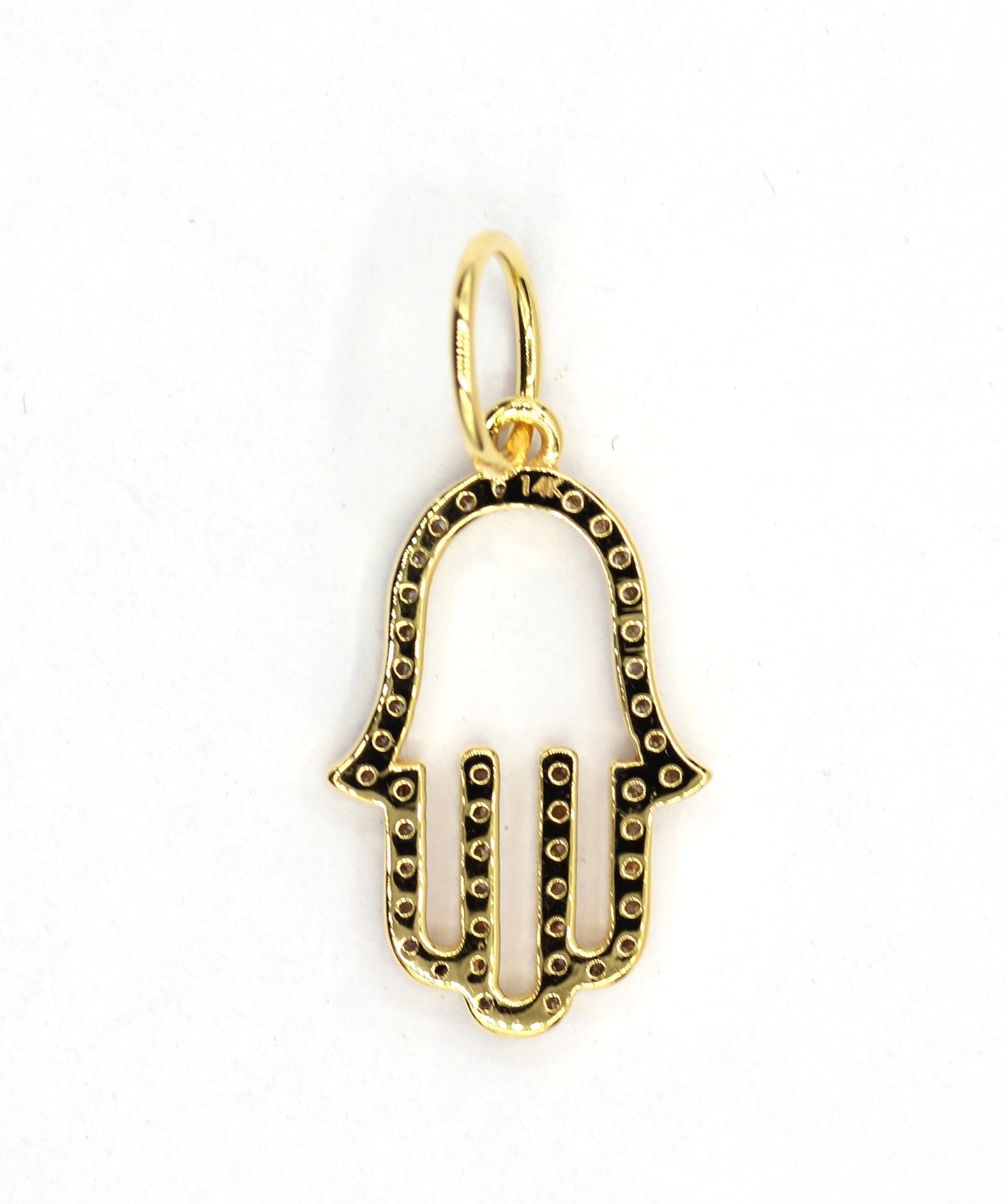 Hamsa Hand 14k Solid Gold Diamond Pendants.
