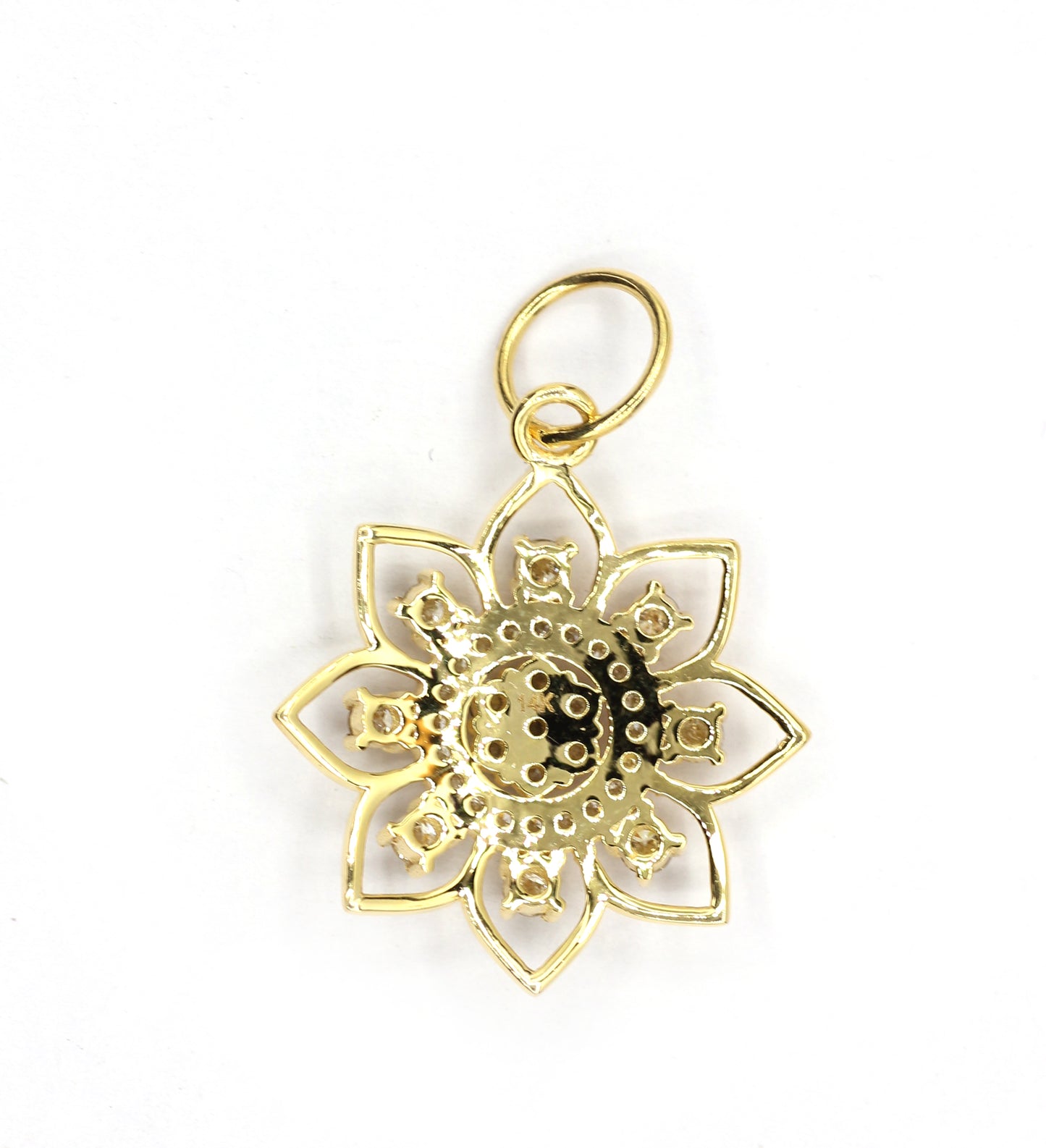 Flower 14k Solid Gold Diamond Pendants.
