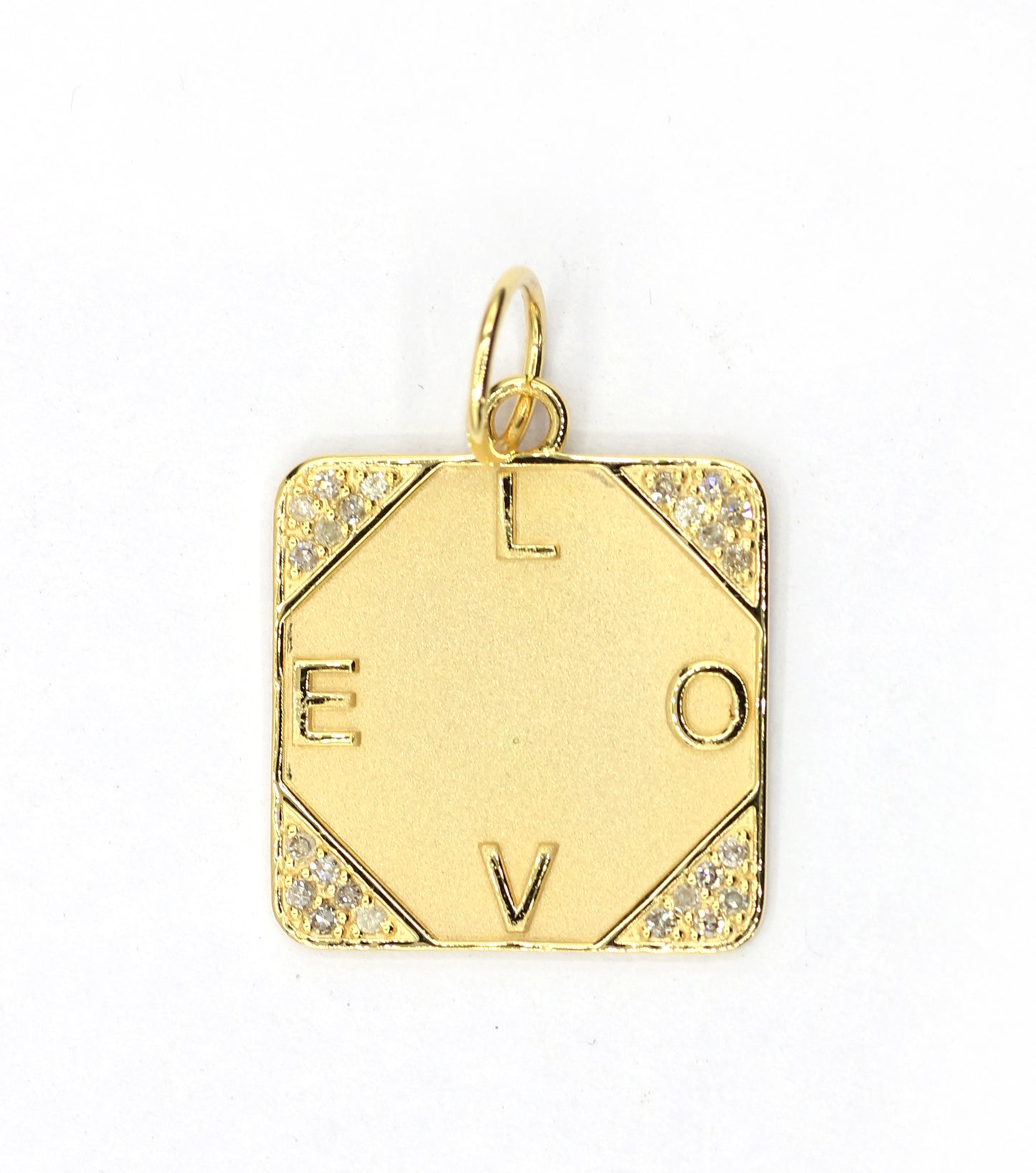 Square Love 14k Solid Gold Diamond Pendants.