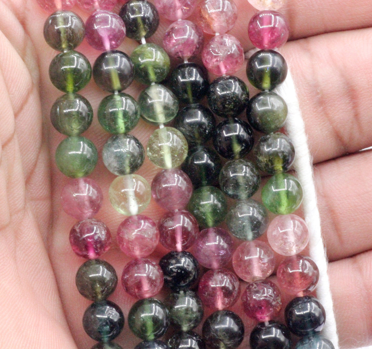 Multi tourmaline round Smooth Bead