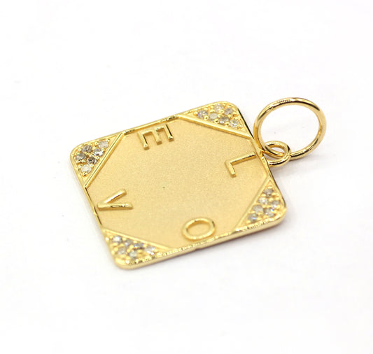 Square Love 14k Solid Gold Diamond Pendants.
