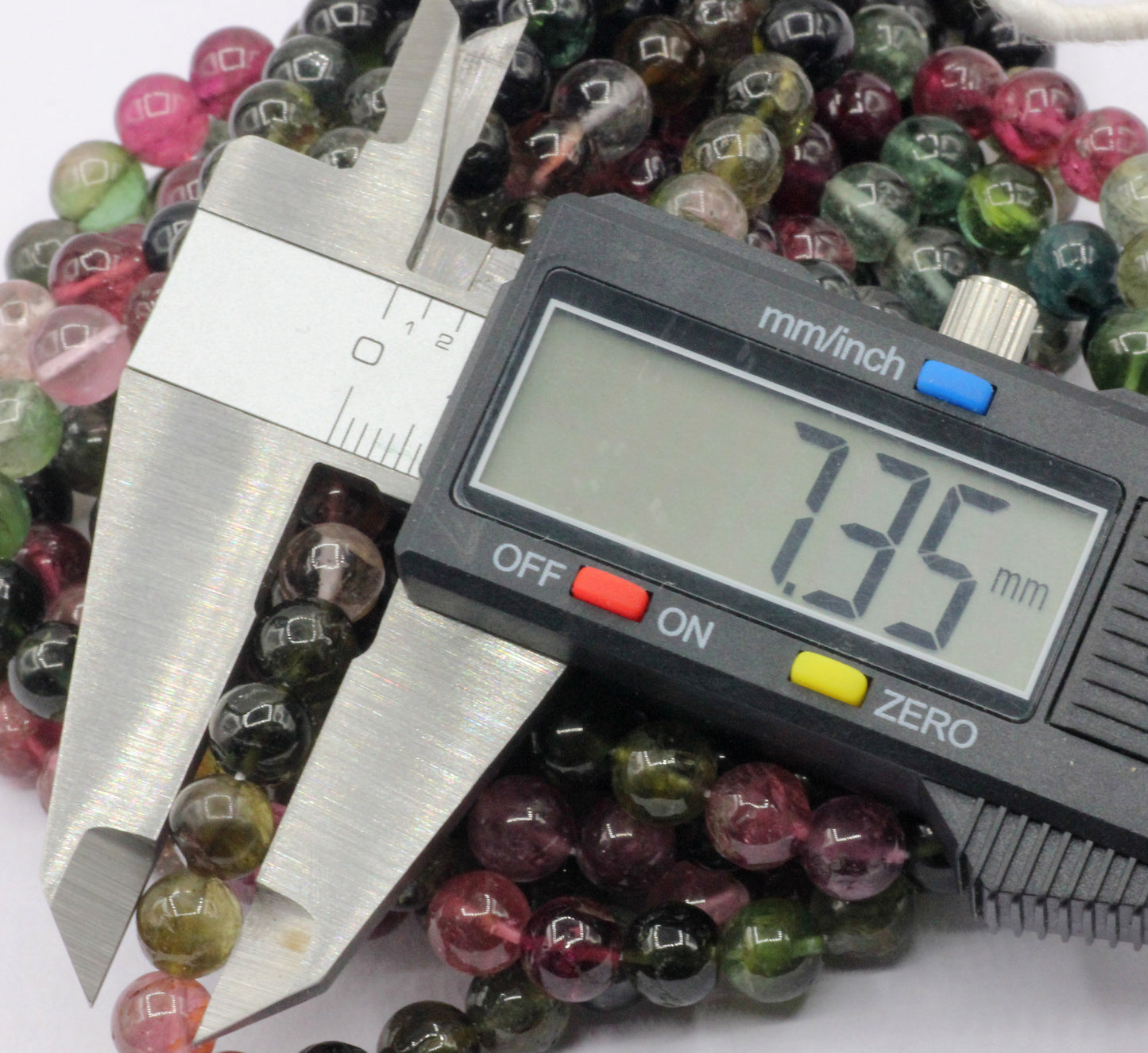 Multi tourmaline round Smooth Bead