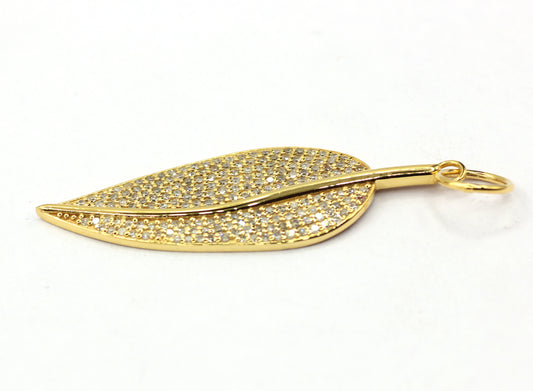 Leaf 14k Solid Gold Diamond Pendants.