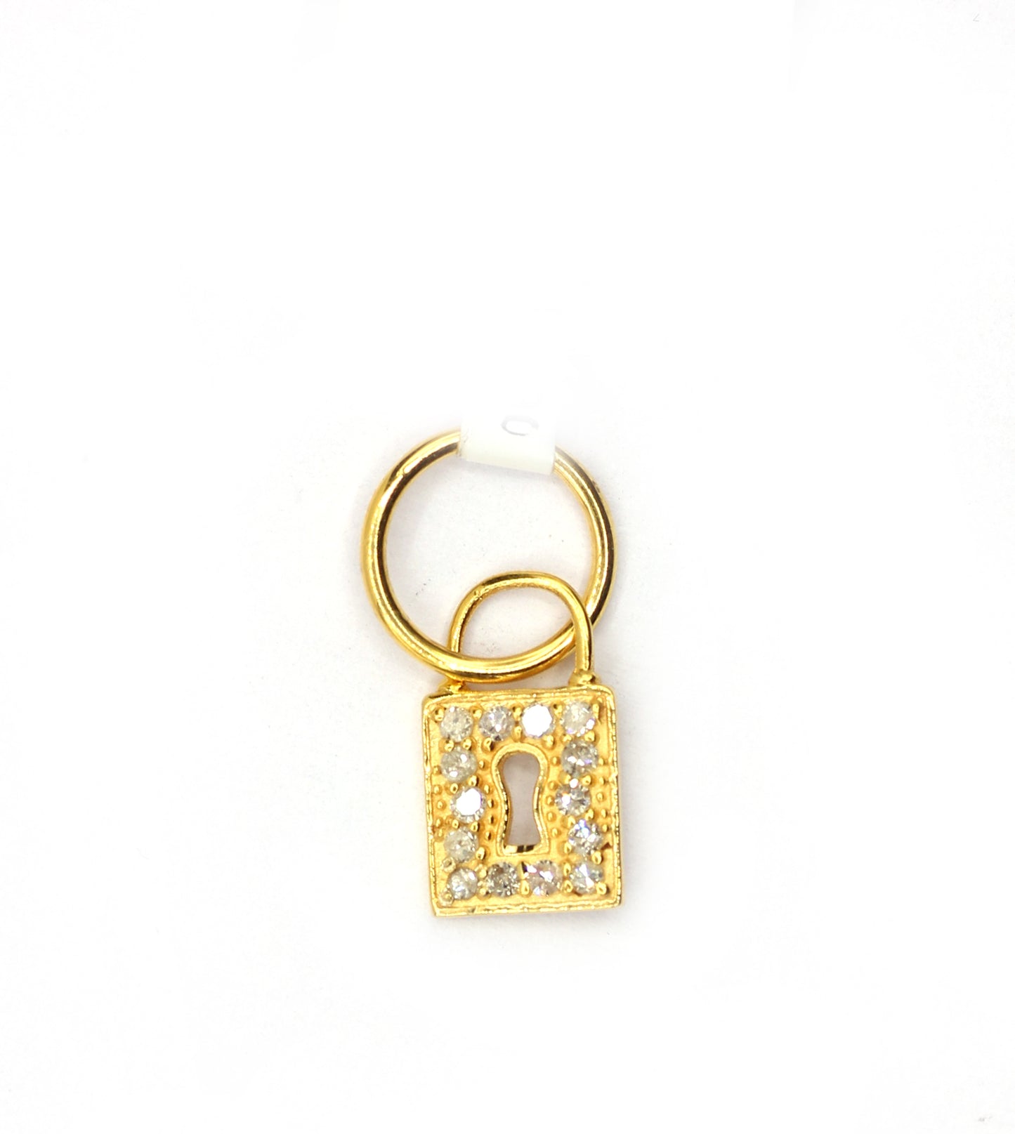 Lock 14k Solid Gold Diamond Pendants.