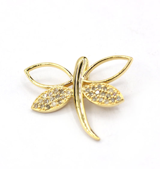Dragonfly 14k Solid Gold Diamond Pendants.