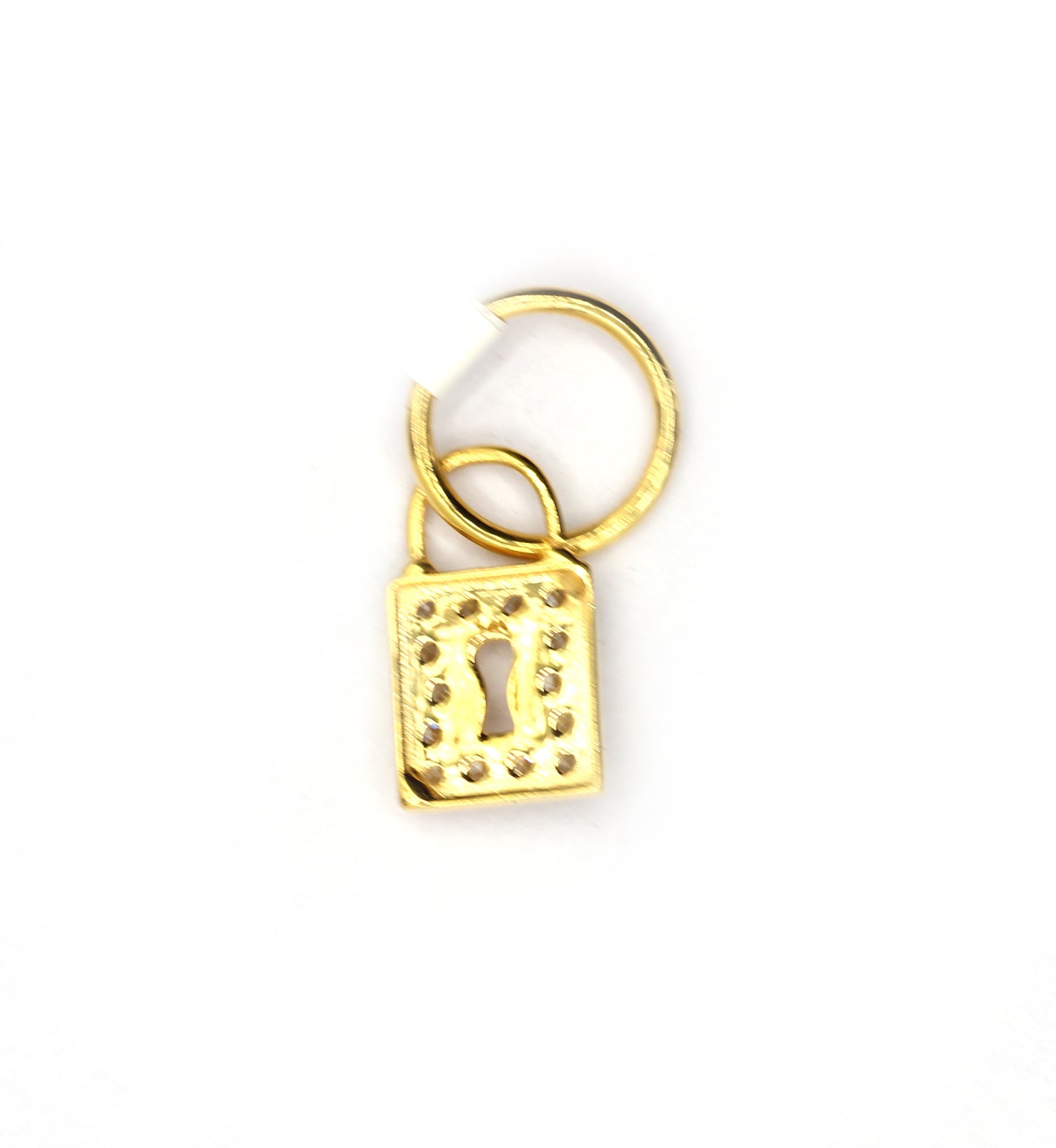 Lock 14k Solid Gold Diamond Pendants.
