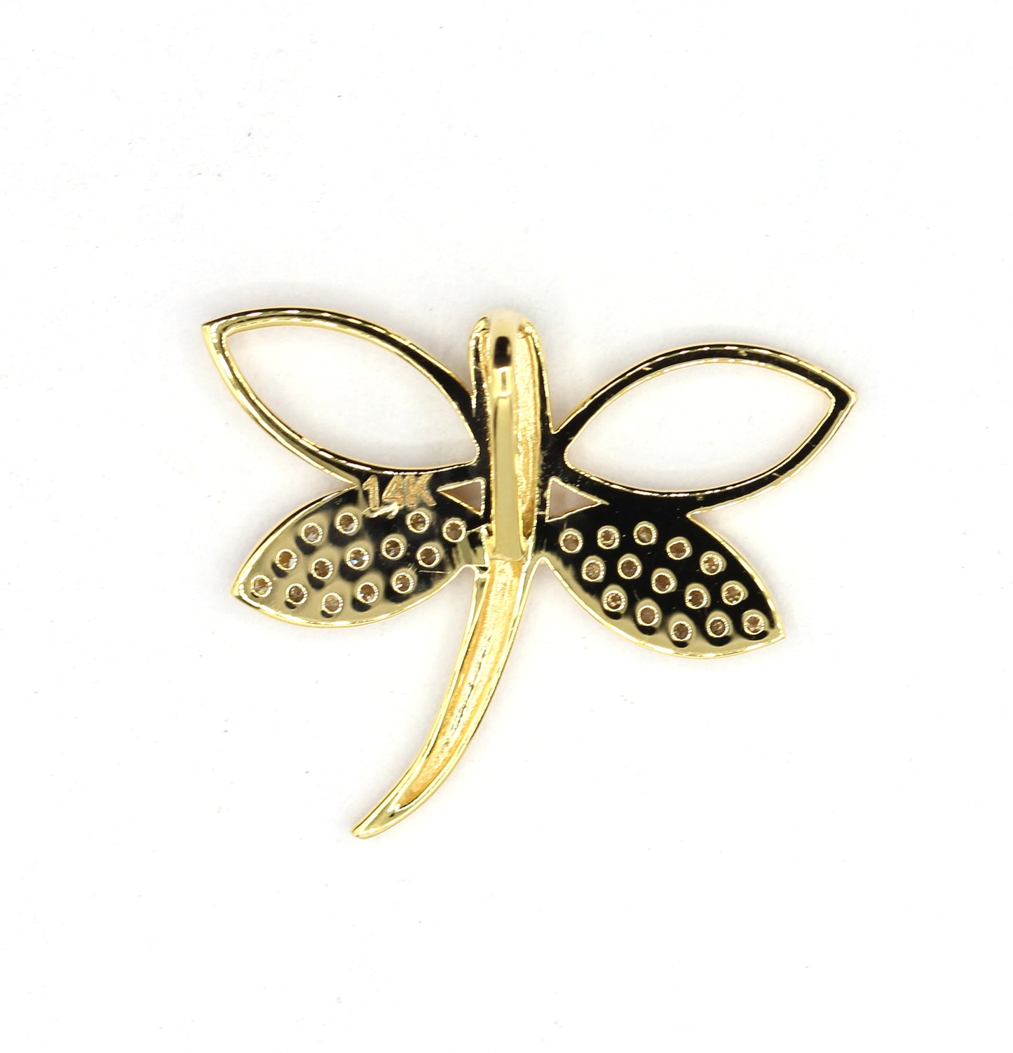 Dragonfly 14k Solid Gold Diamond Pendants.