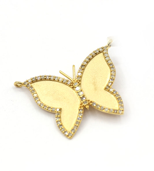 Butterfly 14k Solid Gold Diamond Pendants.