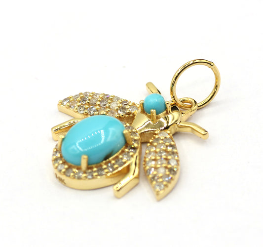 Bee 14k Solid Gold Diamond Pendants.