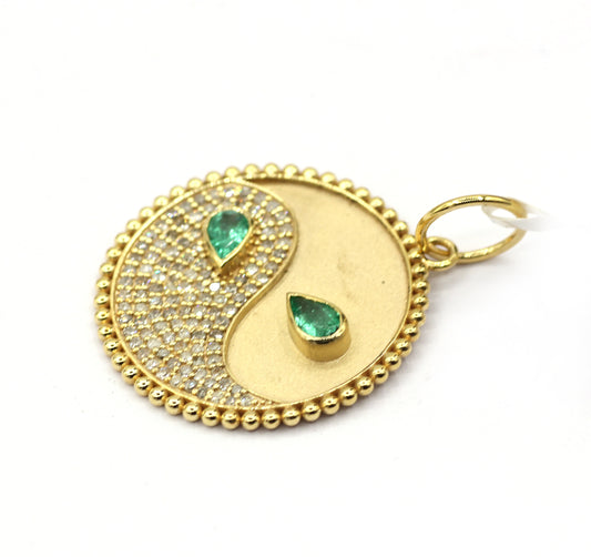 Yin-Yang 14k Solid Gold Diamond Pendants