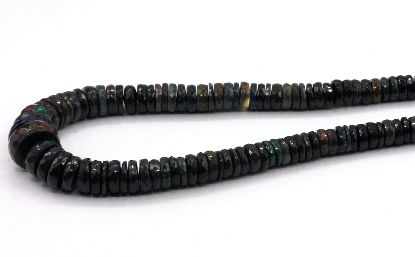 Black Opal Faceted Heshi, Faceted Donut, Faceted Tyre, Dyed Color