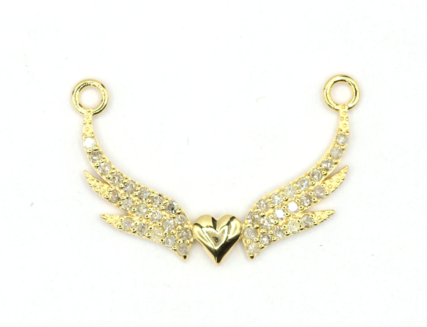 Heart Wings 14k Solid Gold Diamond Pendants