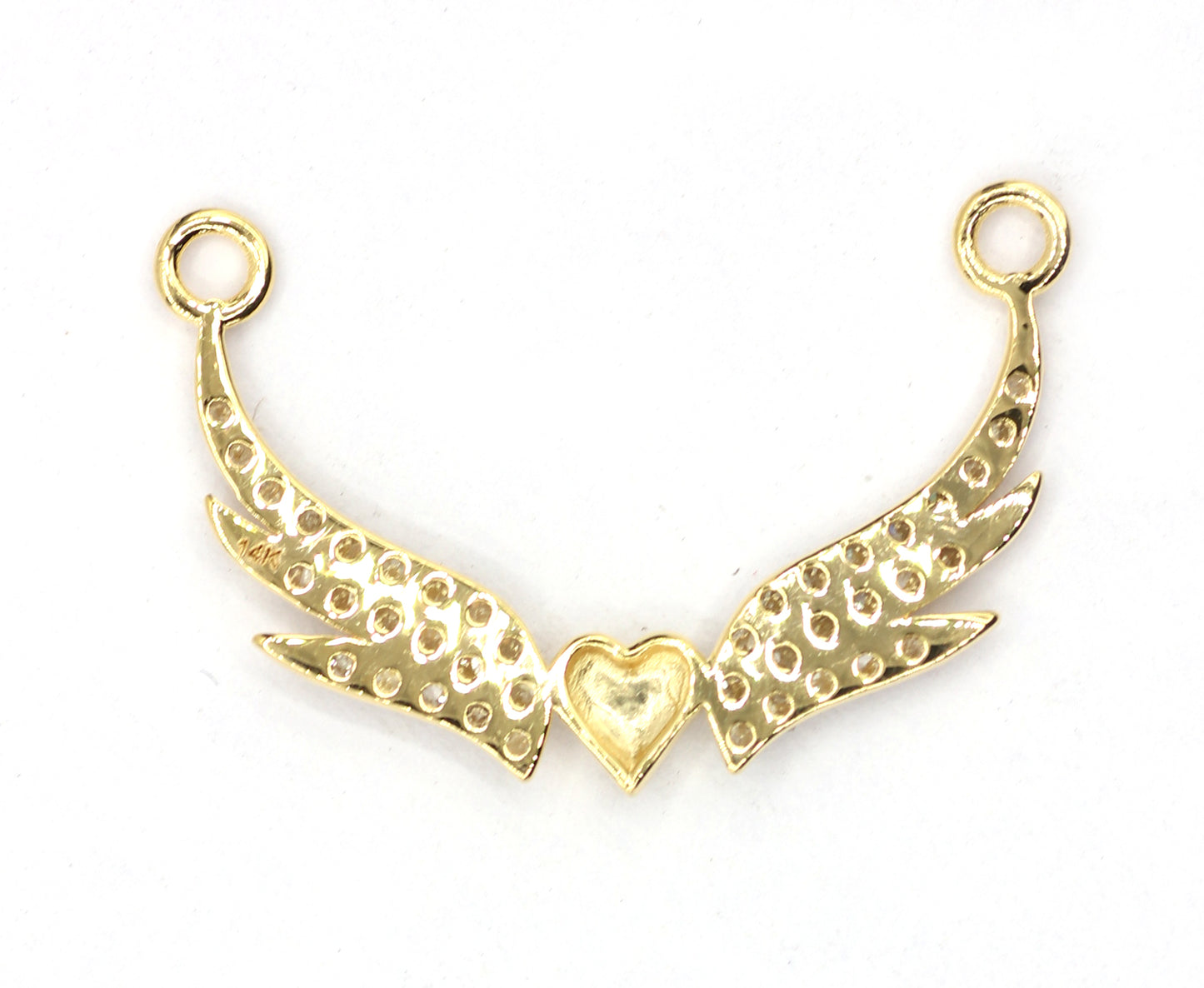Heart Wings 14k Solid Gold Diamond Pendants