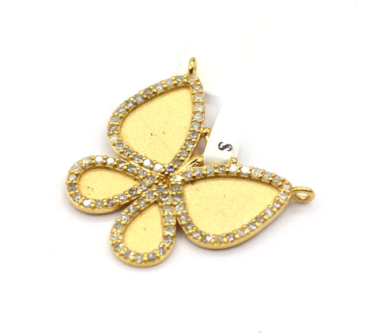 Butterfly 14k Solid Gold Diamond Pendants.