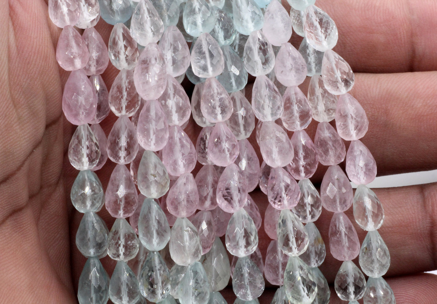 Aquamarine Faceted Tear Drop Long Drill, Size 9x6 mm