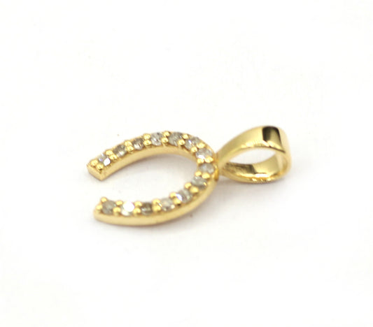 Horse shoe 14k Solid Gold Diamond Pendants.