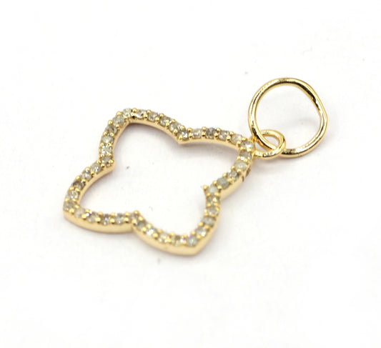 14k Gold Openwork Quatrefoil Design Diamond Pendant