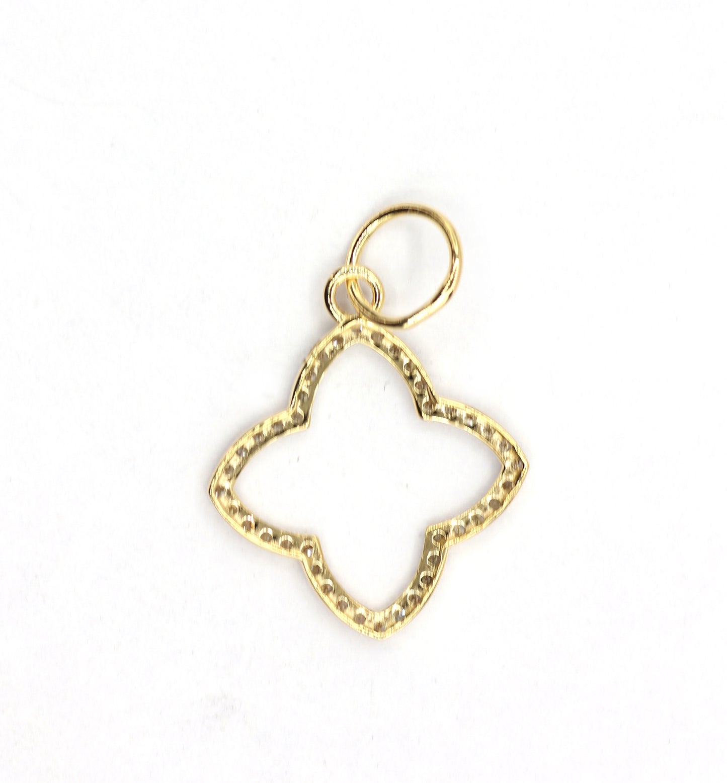 14k Gold Openwork Quatrefoil Design Diamond Pendant