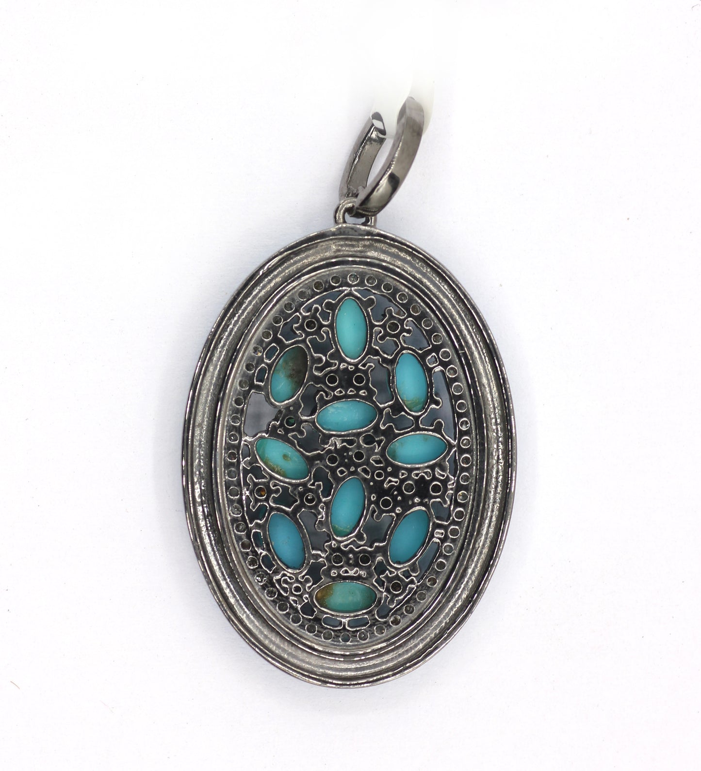 Enamel Oval Shaped Diamond Pendant
