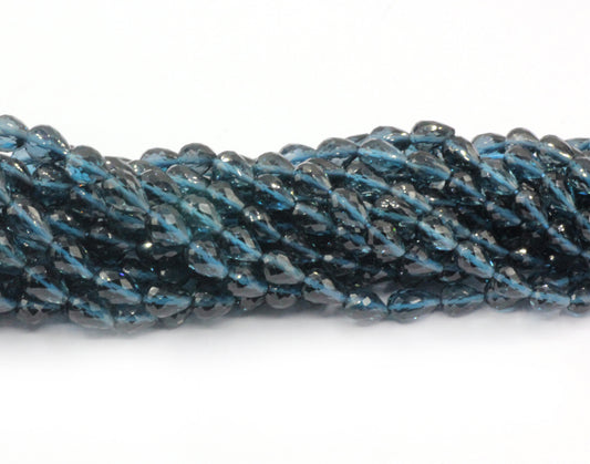 Topaz Blue Faceted Drop Beads