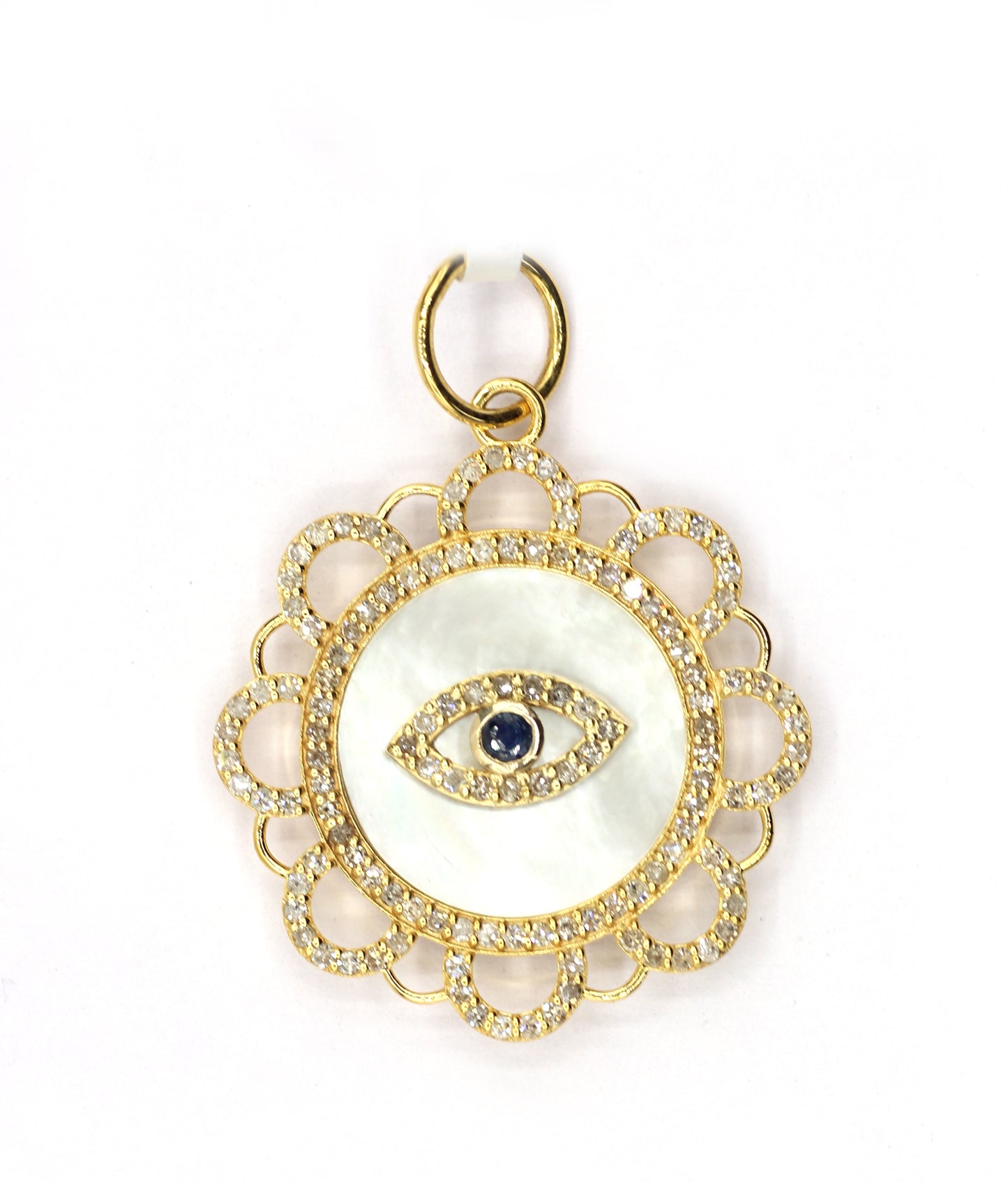 Round 14k Solid Gold Diamond Pendants.